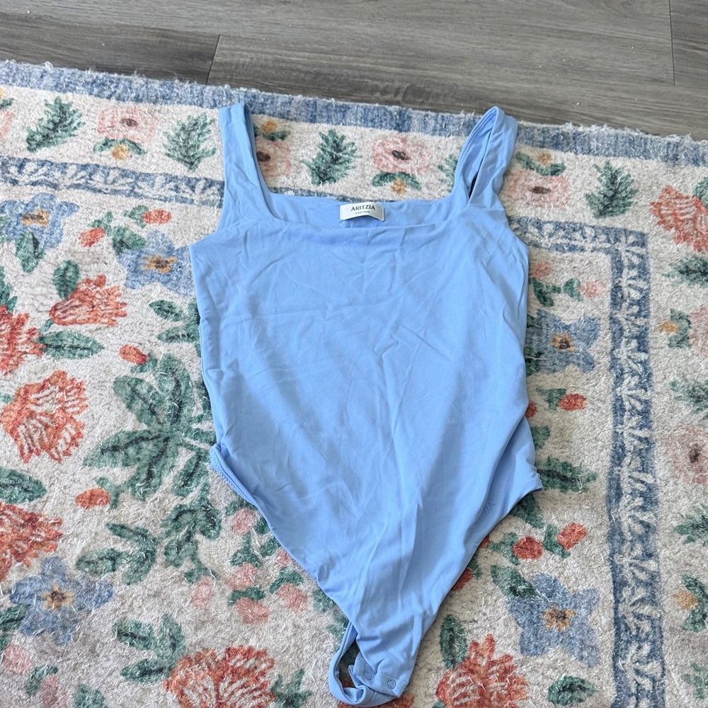 Aritzia Light Blue Scoop Neck Bodysuit